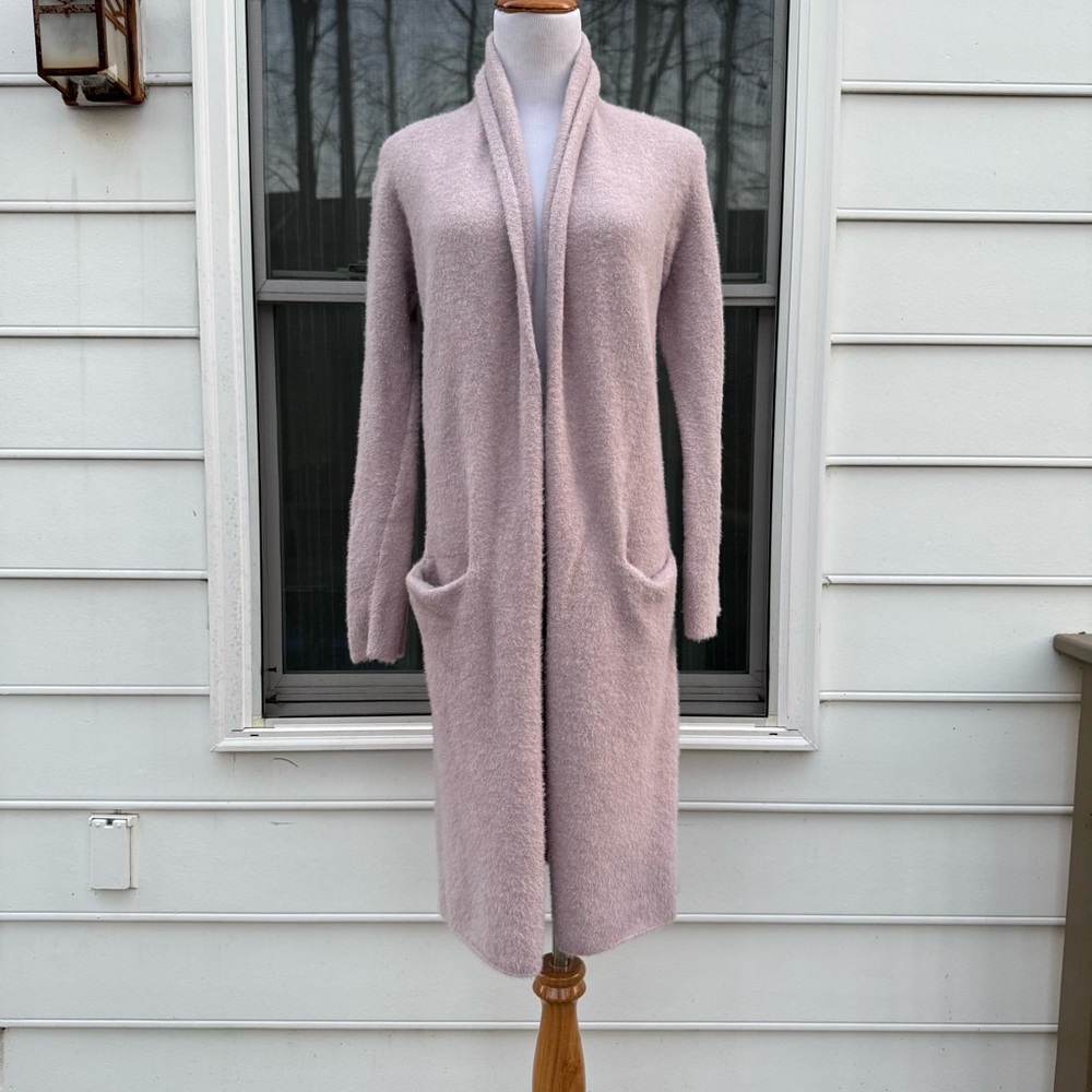 Sleeping on snow by Anthropologie Thornton Longline Fuzzy Cardigan Mauve Lilac - Picture 4 of 16